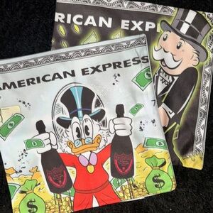 New American Express Scrooge/Monopoly man zip pillow covers. Sz.15.5x15.5 inches